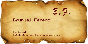Brunyai Ferenc névjegykártya